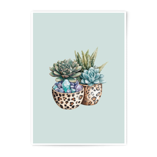 Succulent Photographic Prints, Leopard Planter, Crystal Decor, Botanical Art, Modern Home Decor, Trendy Wall Art - Tawshia