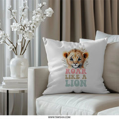 Roar Like a Lion Pillow, Cute Lion Cub Decor, Baby Animal Pillow, Nursery Decor, Kids Room Pillow, Decorative Pillow - Tawshia