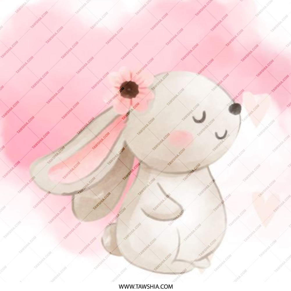 Cute Bunny Pinback Button, Floral Rabbit Badge, Watercolor Animal Button, Pastel Pink Button, Adorable Kids Button, Gift for Bunny Lovers - Tawshia