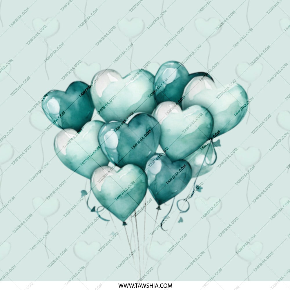 Teal Heart Balloons Mirror, Compact Mirror, Cute Makeup Mirror, Gift for Her, Birthday Present, Wedding Favor, Bridesmaid Gift - Tawshia