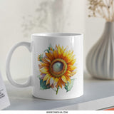 Sunflower Mug, Floral Coffee Mug, Botanical Tea Cup, Gift for Her, Flower Lover Mug, Bright Sunflower Art, Summer Mug, Garden Mug - Tawshia