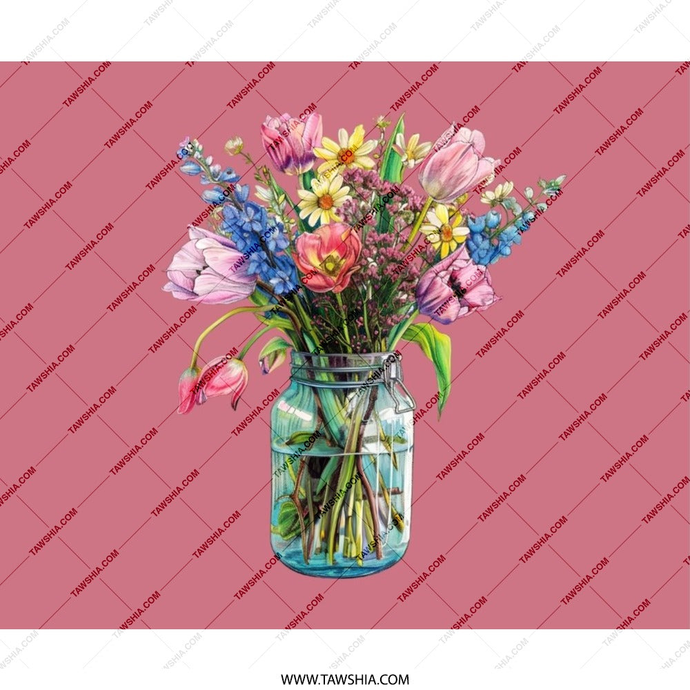 Floral Mouse Pad, Mason Jar Bouquet, Flower Arrangement, Desktop Accessory, Cute Office Decor, Gift for Her, Artistic Mousepad - Tawshia