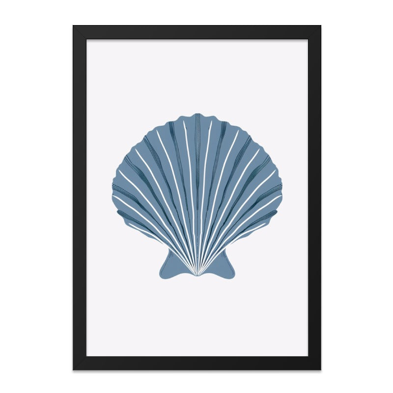 Blue Seashell Wall Art, Coastal Decor, Beach House Art, Nautical Print, Ocean Theme Art, Summer Home Decor, Framed Art - Tawshia