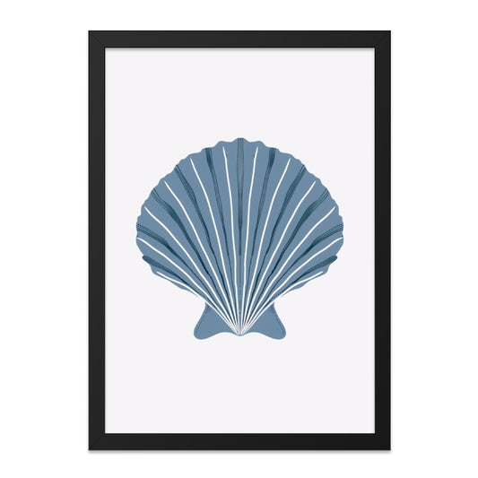 Blue Seashell Wall Art, Coastal Decor, Beach House Art, Nautical Print, Ocean Theme Art, Summer Home Decor, Framed Art - Tawshia