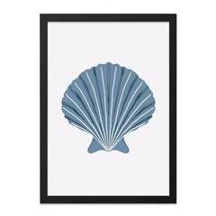 Blue Seashell Wall Art, Coastal Decor, Beach House Art, Nautical Print, Ocean Theme Art, Summer Home Decor, Framed Art - Tawshia