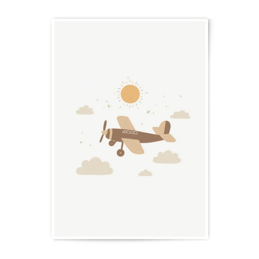 Airplane Photographic Print, Nursery Art Print, Airplane Wall Art, Kids Room Decor, Aviation Theme Decor, Cute Plane Art, Sky and Sun Art - Tawshia