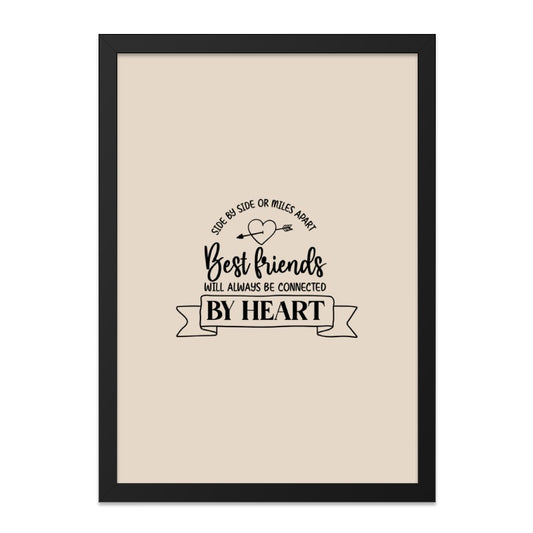 Best Friends Wall Art, Friendship Quote Print, Connected By Heart Decor, Long Distance Gift, Side By Side Or Miles Apart, Home Decor - Tawshia