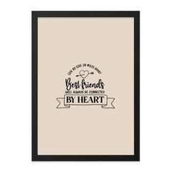 Best Friends Wall Art, Friendship Quote Print, Connected By Heart Decor, Long Distance Gift, Side By Side Or Miles Apart, Home Decor - Tawshia
