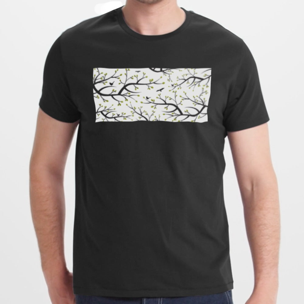 Black Shirt with Artistic Branches Graphic Design product type