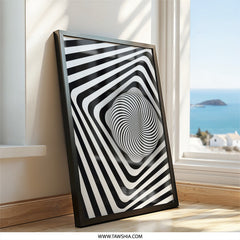 Optical Illusion Wall Art, Modern Art Print, Abstract Home Decor, Black and White Art, Geometric Design, Hypnotic Art - Tawshia