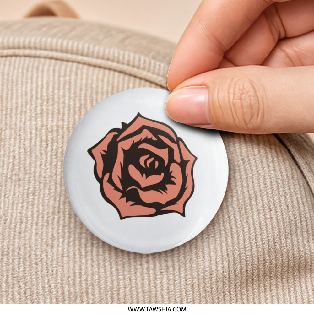 Rose Pinback Button, Floral Button Badge, Botanical Accessory, Flower Lapel Pin, Garden Gift, Rose Lover Gift, Rose Design Pinback Button - Tawshia