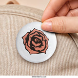 Rose Pinback Button, Floral Button Badge, Botanical Accessory, Flower Lapel Pin, Garden Gift, Rose Lover Gift, Rose Design Pinback Button - Tawshia