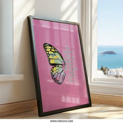 Butterfly Wall Art, Inspirational Quote Decor, I Am The Storm Wall Decor, Butterfly Wing Print, Pink Floral Art, Empowering Wall Art - Tawshia