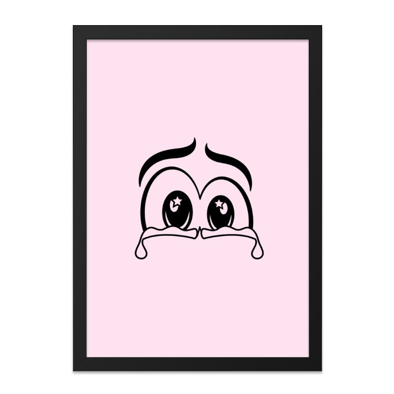 Crying Eyes Wall Art, Cartoon Tears Print, Emotional Expression Decor, Cute Pink Wall Decor, Starry Eyed Wall Art, Unique Wall Hanging - Tawshia