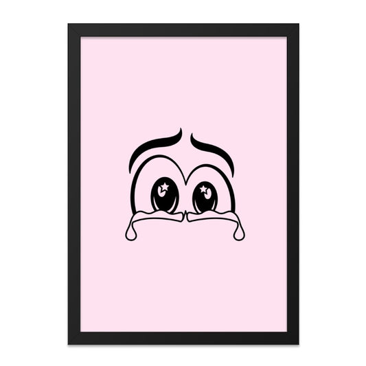 Crying Eyes Wall Art, Cartoon Tears Print, Emotional Expression Decor, Cute Pink Wall Decor, Starry Eyed Wall Art, Unique Wall Hanging - Tawshia