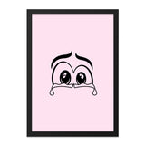 Crying Eyes Wall Art, Cartoon Tears Print, Emotional Expression Decor, Cute Pink Wall Decor, Starry Eyed Wall Art, Unique Wall Hanging - Tawshia