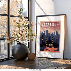 Istanbul Wall Art Print, Cityscape Art, Ottoman Art, Turkish Decor, Travel Poster, Home Decor, Unique Wall Decor, Islamic Art - Tawshia