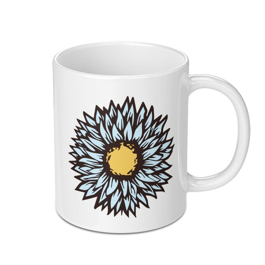 Blue Sunflower Mug, Floral Coffee Cup, Cute Flower Gift, Botanical Mug, Plant Lover Mug, Unique Ceramic Mug, Spring Design, Summer Mug - Tawshia