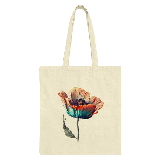 Poppy Flower Tote Bag, Floral Art Bag, Botanical Print, Colorful Flower Design, Everyday Bag, Market Bag, Gift for Flower Lover, Book Bag - Tawshia