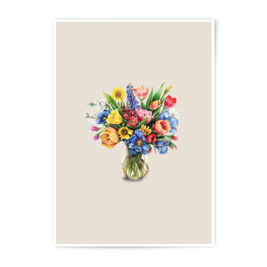 Floral Photographic Prints, Flower Bouquet Wall Art, Colorful Home Decor, Botanical Still Life, Vase Arrangement, Kitchen Prints - Tawshia