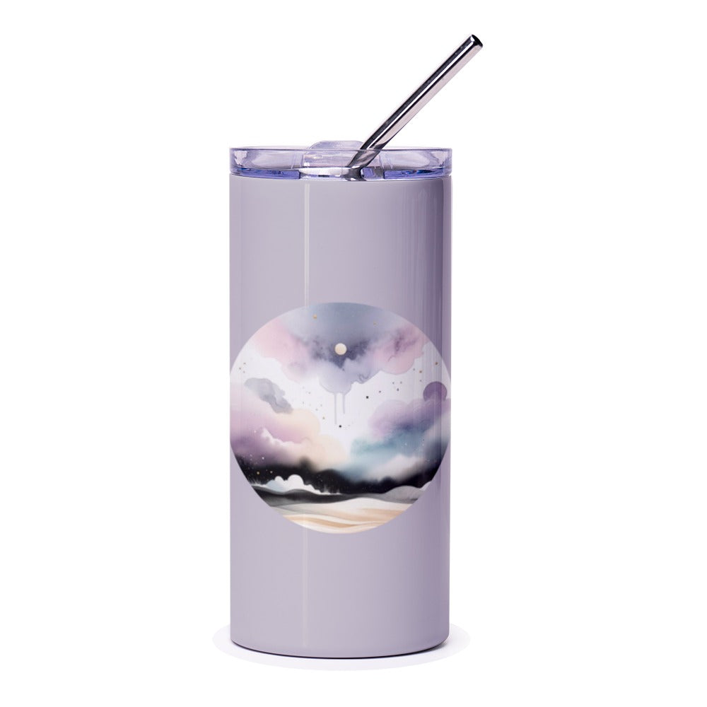 Watercolor Sky Tumbler, Pastel Clouds Tumbler, Celestial Art Tumbler, Dreamy Tumbler, Gift for Dreamers, Moon Tumbler, Stars Tumbler - Tawshia