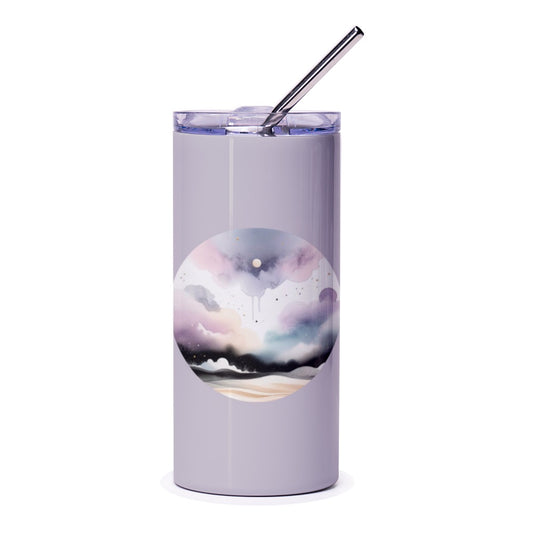 Watercolor Sky Tumbler, Pastel Clouds Tumbler, Celestial Art Tumbler, Dreamy Tumbler, Gift for Dreamers, Moon Tumbler, Stars Tumbler - Tawshia