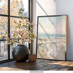 Abstract Seascape Wall Art, Beach Painting Print, Coastal Home Decor, Ocean Canvas Art, Modern Wall Decor - Tawshia