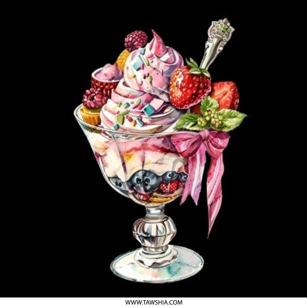 Berry Dessert Pinback Button, Sundae Button, Cute Food Pin, Sweet Treat Button, Dessert Lover Gift, Chef Gift, Confectionery Art - Tawshia