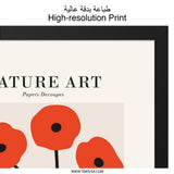 Red Poppy Wall Art, Floral Print, Botanical Art, Nature Decor, Modern Wall Decor, Papers Decoupes Print, Minimalist Wall Art, Flower Art - Tawshia