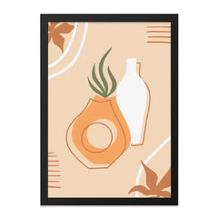 Boho Vase Wall Art, Abstract Plant Print, Neutral Tone Decor, Minimalist Home Art, Botanical Illustration, Modern Wall Art - Tawshia