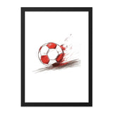 Soccer Wall Art Print, Football Poster, Sports Art, Red White Decor, Kids Room Art, Teen Boy Gift, Game Room Decor - Tawshia