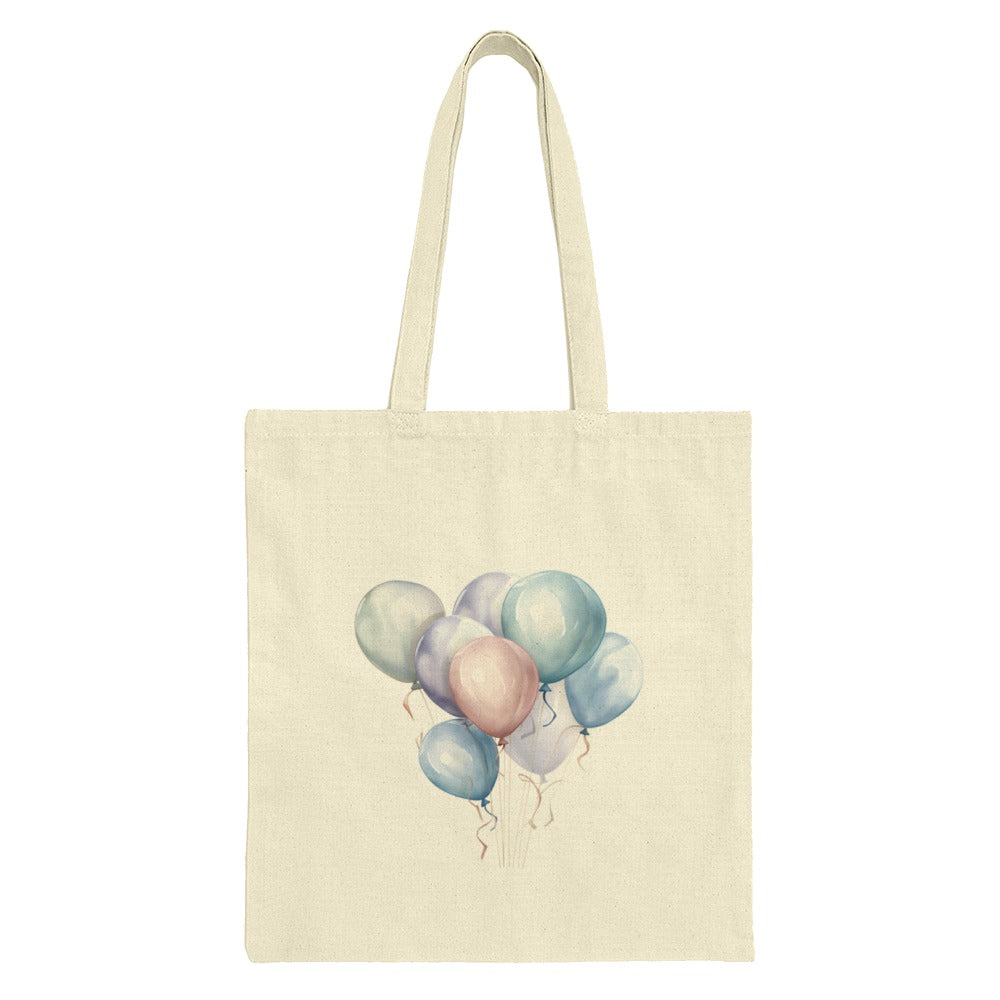 Pastel Balloons Tote Bag, Watercolor Balloon Art, Cute Party Bag, Colorful Balloons, Aesthetic Canvas Bag, Gift For Her, Pastel Colors - Tawshia