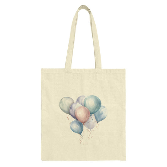 Pastel Balloons Tote Bag, Watercolor Balloon Art, Cute Party Bag, Colorful Balloons, Aesthetic Canvas Bag, Gift For Her, Pastel Colors - Tawshia