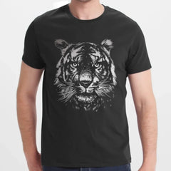 Striking Tiger Face Graphic Black T-Shirt product type