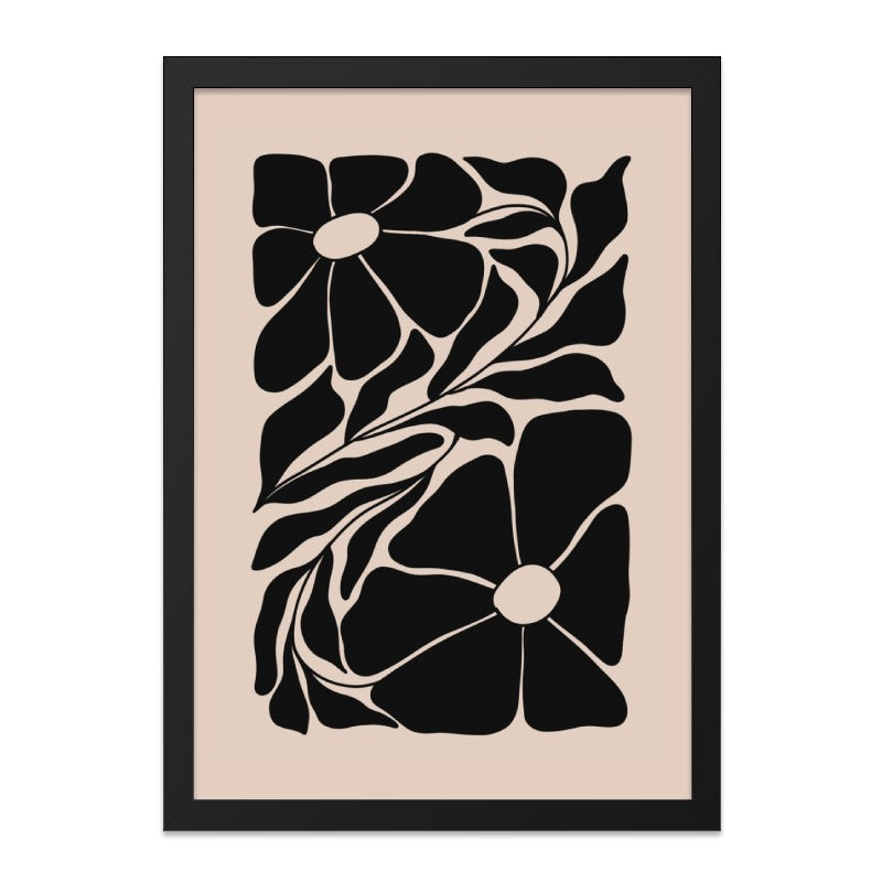 Abstract Flower Wall Art, Floral Print, Botanical Art Print, Minimalist Art, Modern Home Decor, Black and Beige Wall Art - Tawshia