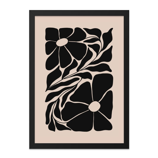 Abstract Flower Wall Art, Floral Print, Botanical Art Print, Minimalist Art, Modern Home Decor, Black and Beige Wall Art - Tawshia