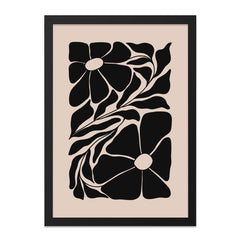 Abstract Flower Wall Art, Floral Print, Botanical Art Print, Minimalist Art, Modern Home Decor, Black and Beige Wall Art - Tawshia