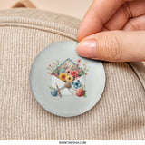 Floral Envelope Pinback, Crafty Pin Button, Yarn Flowers Stationery Badge, Cute Butterfly Pin, Artistic Accessories Gift, DIY Lover - Tawshia