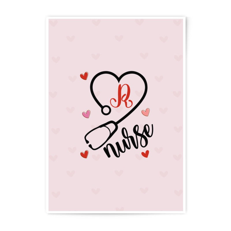Nurse R Initial Photographic Prints, Stethoscope Heart Art, Personalized Gift, Medical Decor, RN Nurse Photo - Tawshia