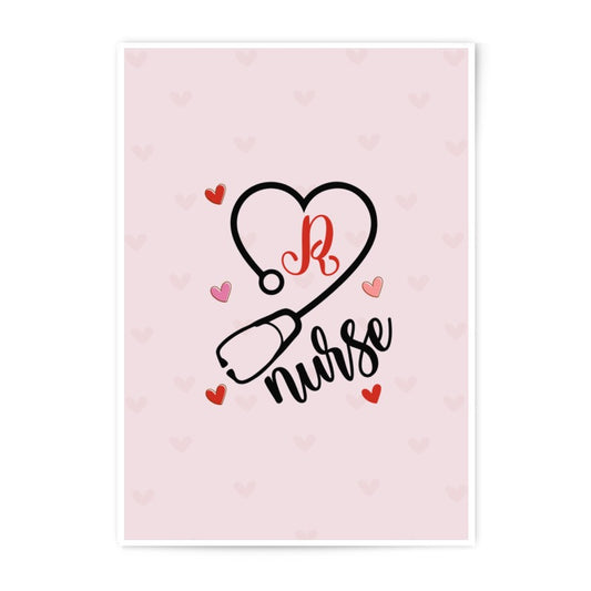 Nurse R Initial Photographic Prints, Stethoscope Heart Art, Personalized Gift, Medical Decor, RN Nurse Photo - Tawshia
