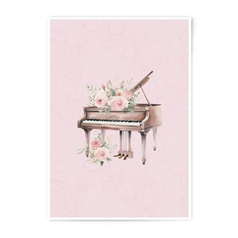 Floral Piano Photographic Prints, Musical Instrument Art, Elegant Wall Decor, Home and Living, Gift Idea, Aesthetic Room Decor - Tawshia