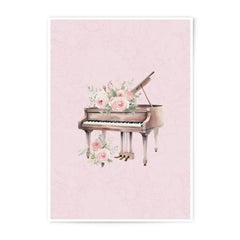 Floral Piano Photographic Prints, Musical Instrument Art, Elegant Wall Decor, Home and Living, Gift Idea, Aesthetic Room Decor - Tawshia