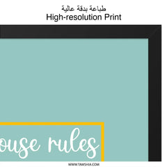 House Rules Wall Art, Love Hard Print, Family Home Decor, Inspirational Quote, Be Kind Poster, Modern Art, Framed Art - Tawshia