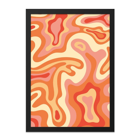 Retro Swirl Wall Art, 70s Inspired Print, Abstract Groovy Decor, Orange Cream Wave Poster, Trendy Home Art, Funky Aesthetic Room Decor - Tawshia