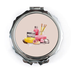 Spa Day Pocket Mirror, Cosmetic Illustration Compact Mirror, Self Care Gift, Watercolor Design Makeup Mirror, Beauty Lover Present - Tawshia