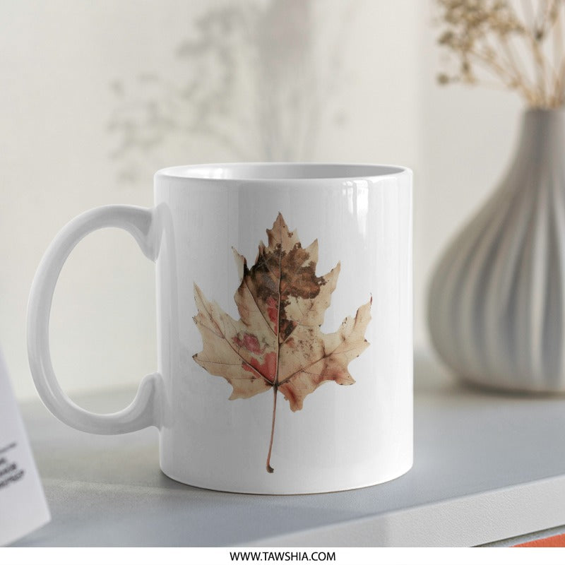 Autumn Leaf Mug, Fall Decor Mug, Nature Inspired Mug, Maple Leaf Mug, Seasonal Mug, Coffee Mug, Tea Mug, Autumn Gifts - Tawshia