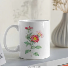 Floral Mug, Aster Flower Mug, Botanical Mug, Vintage Flower Mug, Flower Lover Gift, Plant Mug, Floral Gifts, Nature Mug, Garden Mug - Tawshia