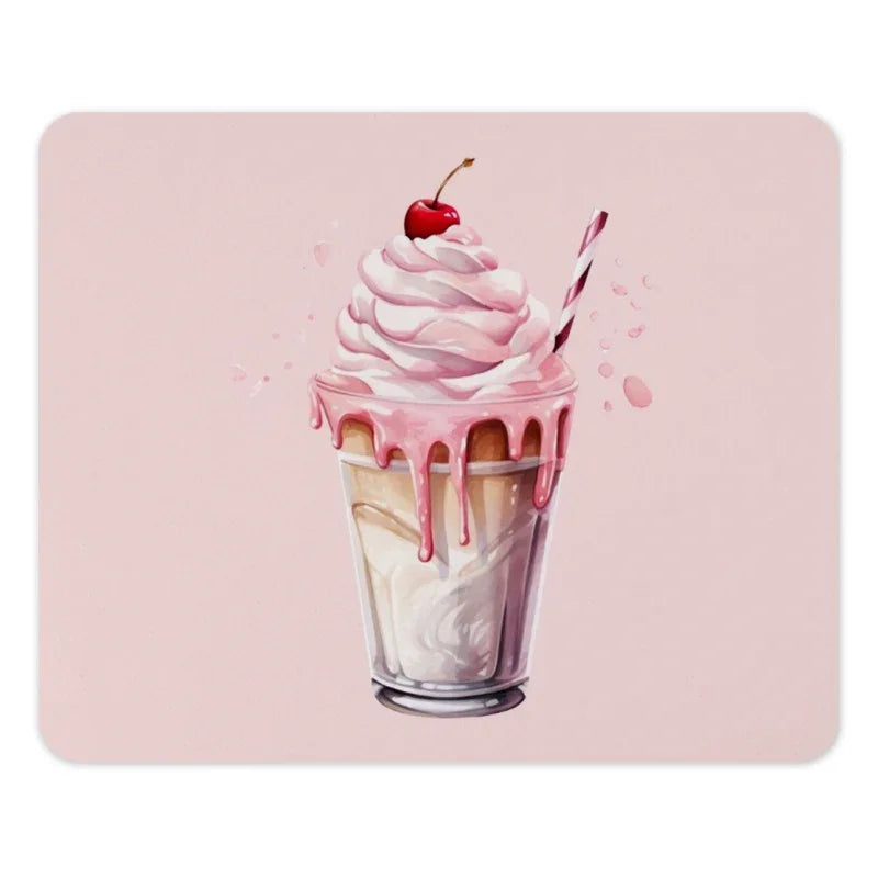 Strawberry Milkshake Mouse Pad, Cute Pink Drink Art, Dessert Lover Gift, Watercolor Style, Office Decor, Sweet Treat, Foodie Gift - Tawshia