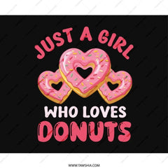 Just A Girl Who Loves Donuts MousePad, Heart Donuts Cute Mouse Pad, Sweet Treat Desk Decor, Foodie Gift Idea, Office Home Decor, Gamer Pad - Tawshia