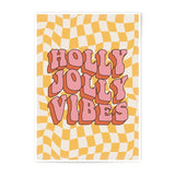 Holly Jolly Vibes Photographic Print, Retro Art Print, 70s Decor, Wavy Checkerboard Print, Holiday Wall Art, Positive Affirmation - Tawshia